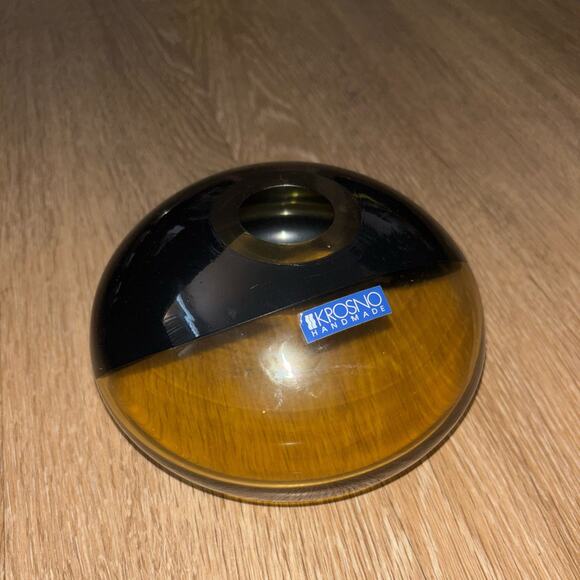 Short Kronos Poland black and amber mcm modern vase box i - Picture 2 of 3